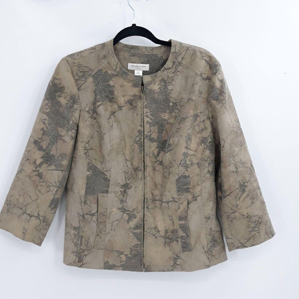 Vtg 80's Blazer Jacket Shacket Hunter Camo‎ Metallic Flecks Green Sz PL